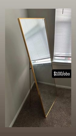 Gold full body mirror with stand