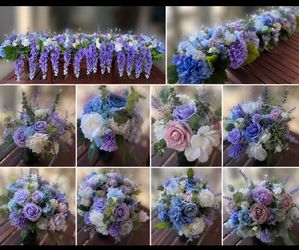 Luxury Floral Package – 79” Garland + 9 Centerpieces, Lavender & Dusty Blue