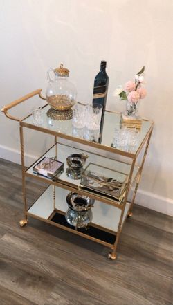 Brass/Gold Mirrored Bar Cart