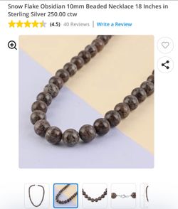 Brown Snowflake Obsidian 10mm Bead Necklace 