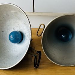2 Photo Lamps w/Electric Cord and Clamp On. 9 1/2” and 12”.