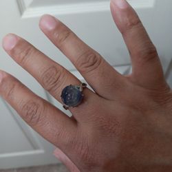 Fluorite Rose Silver Ring 