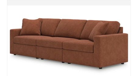 Rust Orange Fabric 2-Seat Sofa