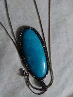Natural turquoise pendant & chain