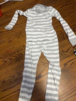 Little Planet by Carters Toddler Organic Cotton 2-piece Gray/White Stripped Pajama Set 5T