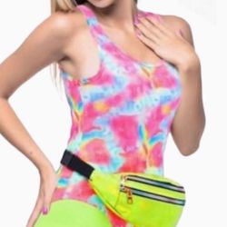 3 Pcs 80s Workout Clothes Costume 90s Outfit for Women Neon Accessories Leotard Legging shorts
