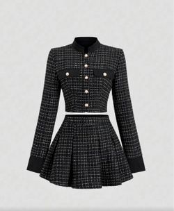 Black and White Tweed Blazer Jacket