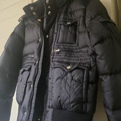 Brand New Never Worn! True Religion Black Goose Down Puffer Jacket - Size Small - Faux Fur Hood