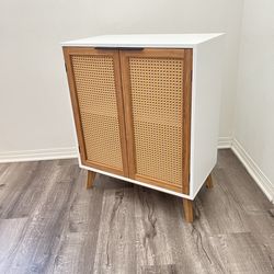Boho Rattan Storage Cabinet Brand New in Box (Natural Bamboo Doors)