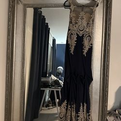 Beautiful Navy blue And Gold Dress Size Small 