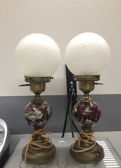 PAIR OF 16” ELECTRIC GLASS GLOBE LAMPS