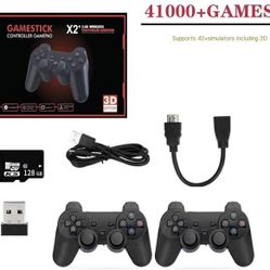  Wireless Retro Game Console Set,4K HDMI Output 40,000 Classical Games, 40+ Emulators, Dual Wireless Controllers, Plug & Play Video Gam