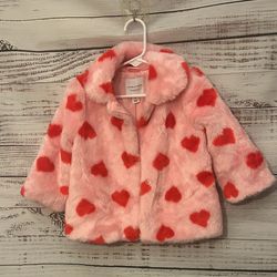 Janie and Jack Pink and Red Heart coat size 2t