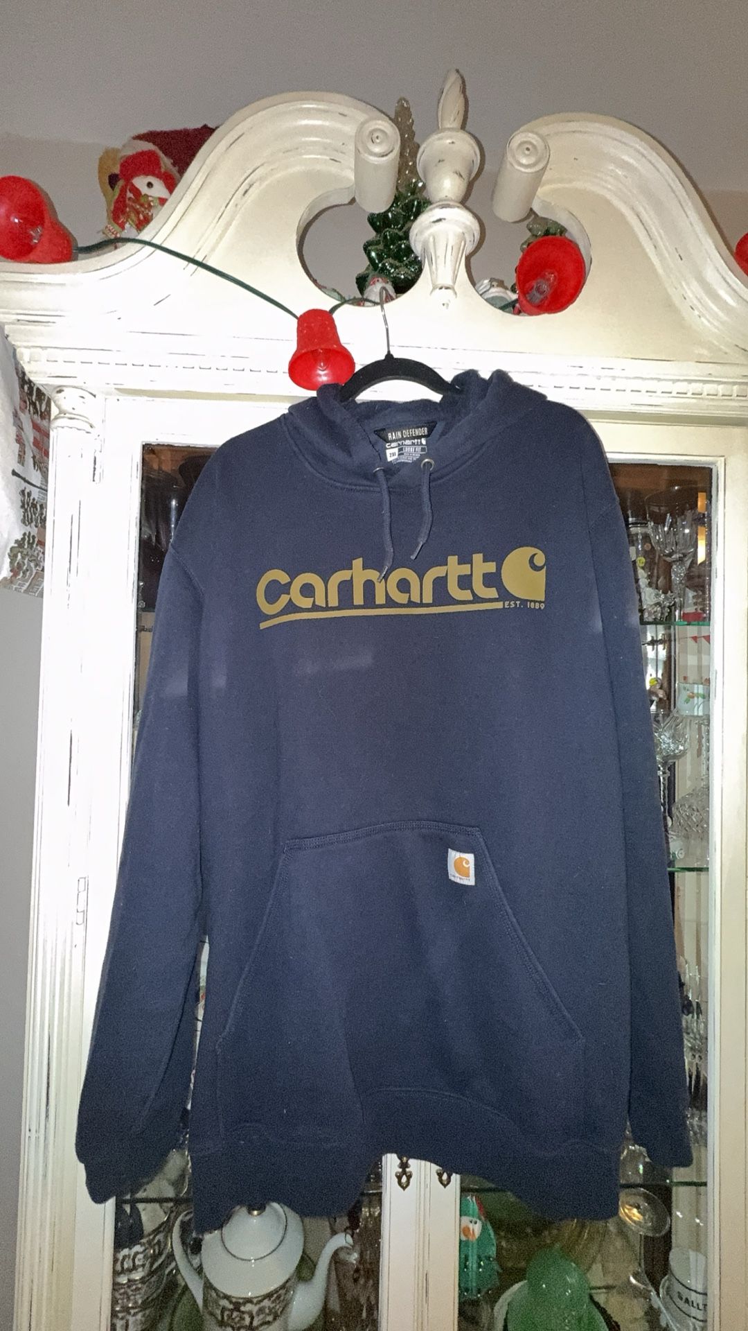 Carhartt Men’s Dark Blue Rain Defender Loose Fit Hoodie - Size 2XL