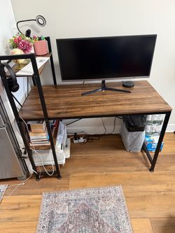 Desk with storage shelves