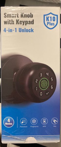 Smart Fingerprint Door Knob with Keypad, Fingerprint Door Lock, Matte Black Biometric Door Locks with App Control, Auto Lock, Door Lock with Code, Key