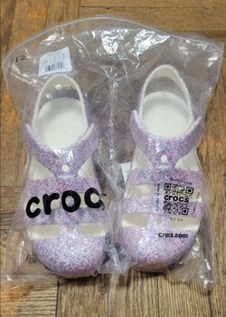 Crocs Classic Glitter Fisherman K Sandals Big Kids Size 3 Purple