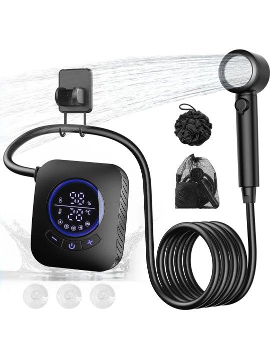Portable Shower - 8000mAh Rechargeable Camping Shower Pump with Bath Sponge, 4 S