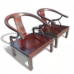 Pair Of Exquisite Carved Chinese Custom Made Arm Or Club Chairs