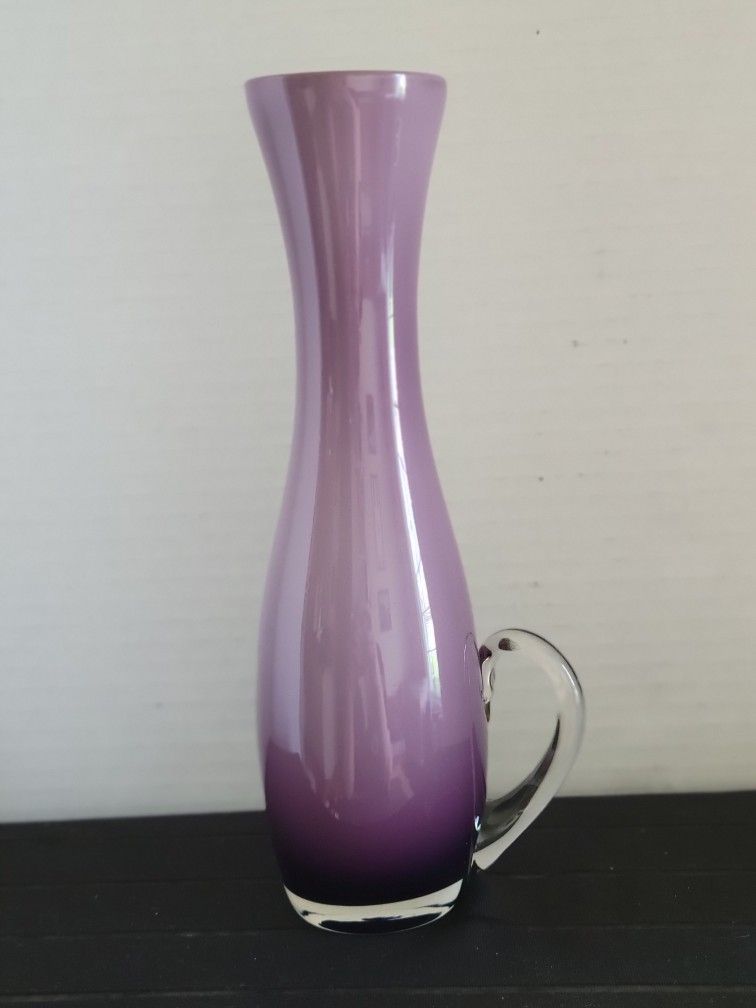Vintage Ombré Plum with White Interior Encased Vase Enesco Japan 8.25”