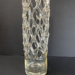 1950’s Murano Art Glass Hand Blown Lattice Vase (Weighs 5 Lbs)