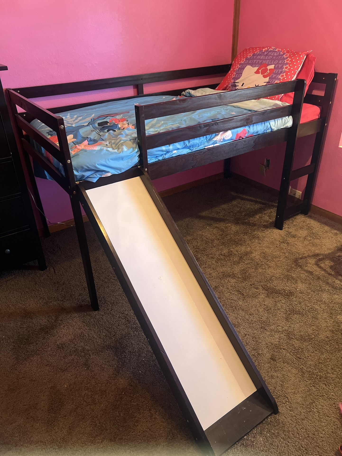 Kids Loft Bed with Slide & Twin Mattress $150