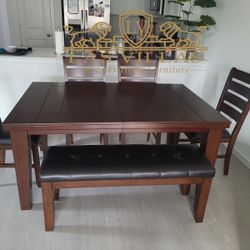 Brand New BARDSTOWN Brown DINING set 42X82