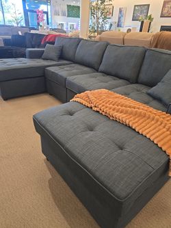 Large Dark Gray U-Shaped Sectional Sofa