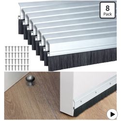8 Pcs 36 Inches Brush Door Sweep for Exterior, Aluminum Commercial Door Sweep Bottom All-Season Alloy Brush for Exterior and Interior Sealing G