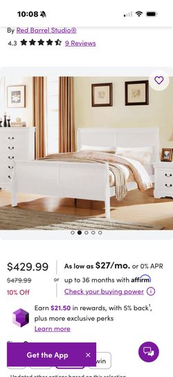 White Bedroom set sleigh Queen Bed Frame , Large Mirror , 1 Nightstand