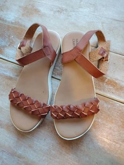 Harper Canyon Girls Brown Braided Strap Sandals Size 2