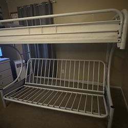 Metal bunk bed twin/full futon with mattresses