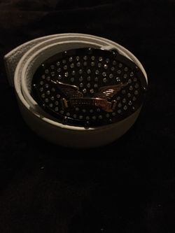 ROBINS JEAN WHITE LEATHER BELT