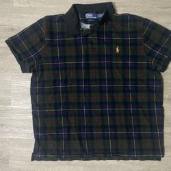 Polo Ralph Lauren Shirt Mens XXL Tartan mesh plaid Custom Fit Pony Green READ! Runs smaller fits like a Large Or XL