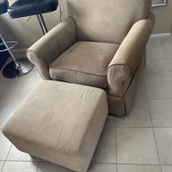 Beige Chair With Ottoman