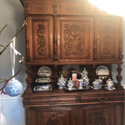 Antique, solid wood cabinet sideboard
