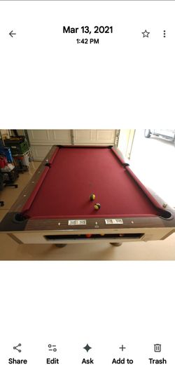 Slate Red Felt Pool Table – Good Condition – Great for Game Room or Garage
