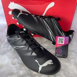 New PUMA Attacanto FG AG Soccer Shoes Cleats Mens Size 8, 8.5, 9, 9.5, 10, 10.5, 11, 11.5, And 12 Black Silver Mist