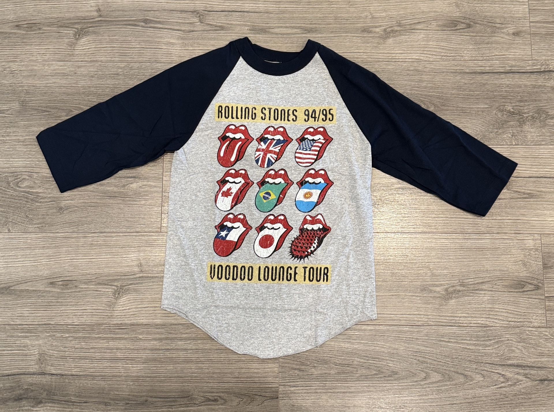The Rolling Stones Voodoo Lounge Tour Band Tee 3/4 Length Baseball Tee Shirt Women’s Size Small