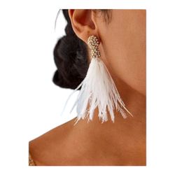 BAUBLEBAR Resha Pavé White Feather Earrings