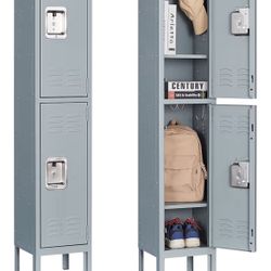 Tall Metal Locker Cabinet – 2 Door Steel Storage Locker