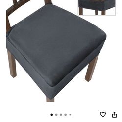Stretch Dining Chair Seat Covers Set of 6, Soft Removable Washable Seat Covers for Dining Chairs, Dining Room Seat Cover Protector (No Rear, Velvet Gr