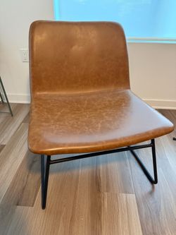 Brown Faux Leather Accent Lounge Chair