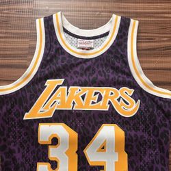 Mitchell & Ness 1996 Shaquille O’Neal NBA Lakers Swingman Wildlife Leopard Cheetah Pattern Jersey