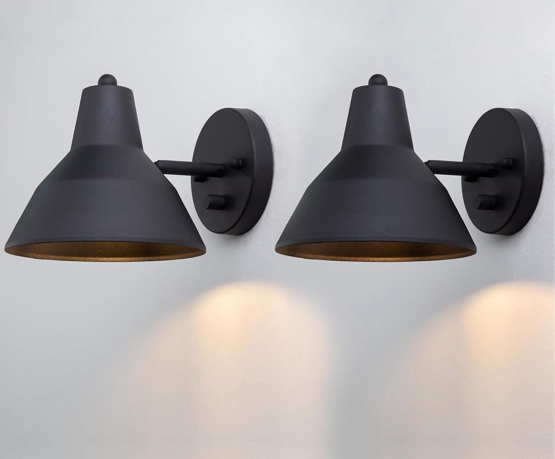 Yosoan Set of 2 Indoor Reading Wall Sconce with On Off Switch, Hardwired Vintage Wall Mount Metal Fixture Lamp with 6.89" Bowl Antique Metal Shade Bed