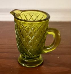 Vintage Green Glass Mini Creamer Pitcher