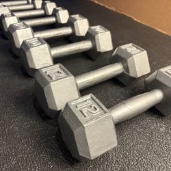Cast Iron Hex Dumbbells 4 Begginers. 5s, 8s, 10s, 12s pounders. Brute 70#