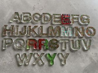 Christmas Epoxy Resin Letters Keychains