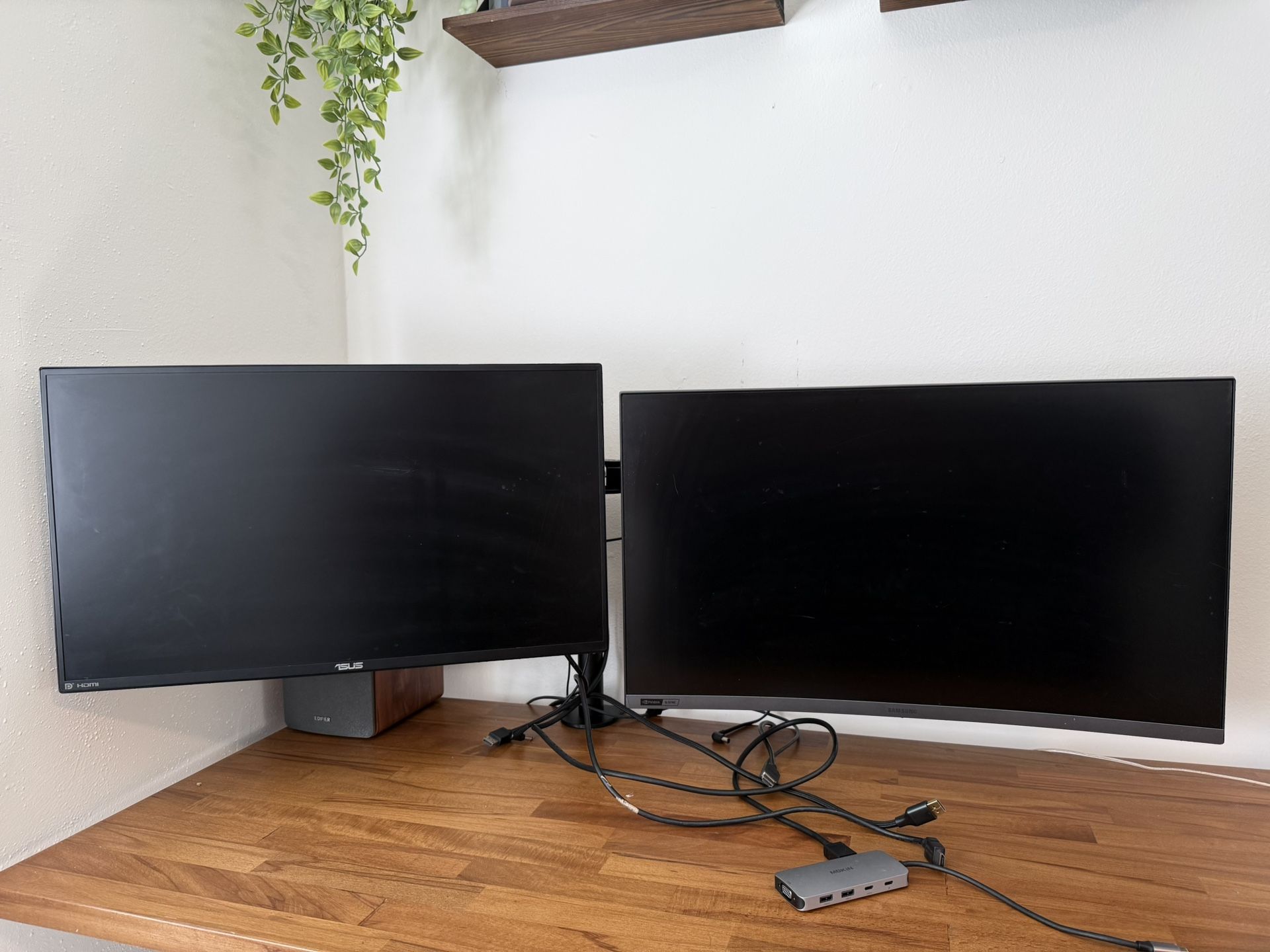 Asus And Samsung Monitor With Stand