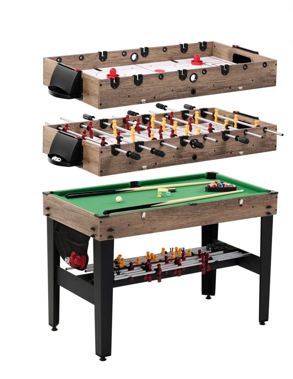 48" 3-in-1 Multi Game, Pool Table, Air Hockey, Foosball Table, by MD Sports